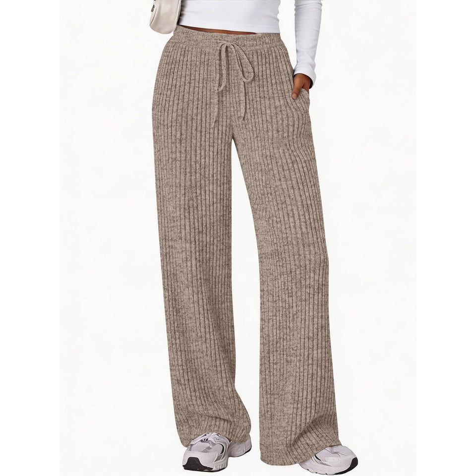 Fantaslook Fall Wide Leg Pants for Women Dressy Casual Lounge Pants Stretchy Elastic Drawstring Trousers with Pockets