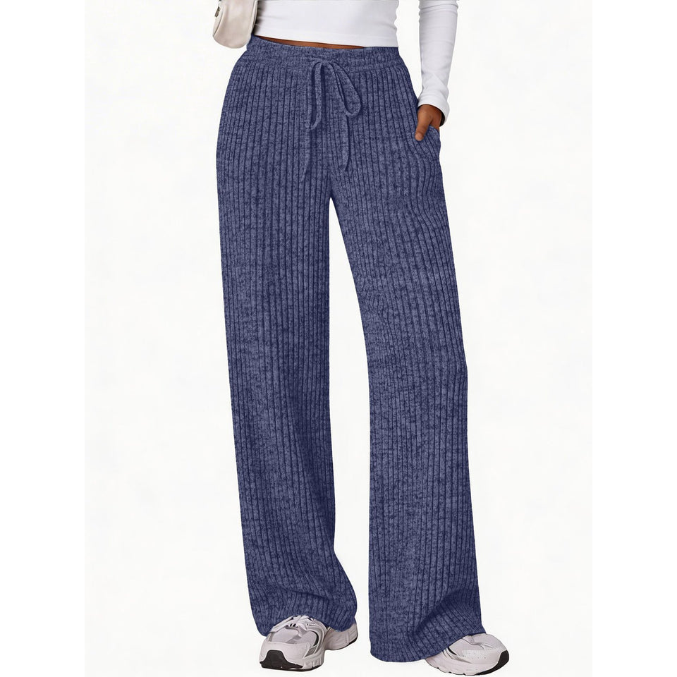 Fantaslook Fall Wide Leg Pants for Women Dressy Casual Lounge Pants Stretchy Elastic Drawstring Trousers with Pockets