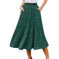 Fantaslook Midi Pleated Skirts for Women Polka Dot Swing High Waist Maxi Skirt with Pockets Dresses