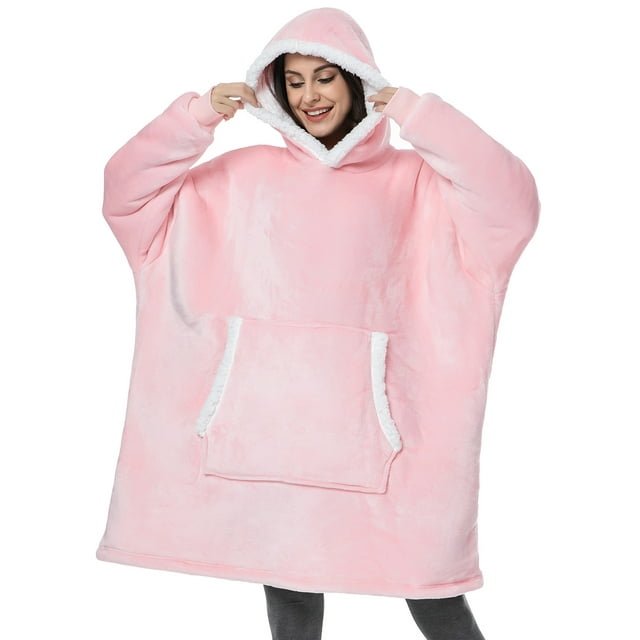 Fantaslook Wearable Blanket Hoodie for Women and Men, Oversized Sherpa Fleece Blanket Sweatshirt with Sleeves & Pocket
