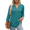 Fantaslook Womens Blouses 3/4 Sleeve V Neck Henley Shirts Dressy Casual Tops Summer Fall Fashion Clothes
