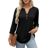 Fantaslook Womens Blouses 3/4 Sleeve V Neck Henley Shirts Dressy Casual Tops Summer Fall Fashion Clothes