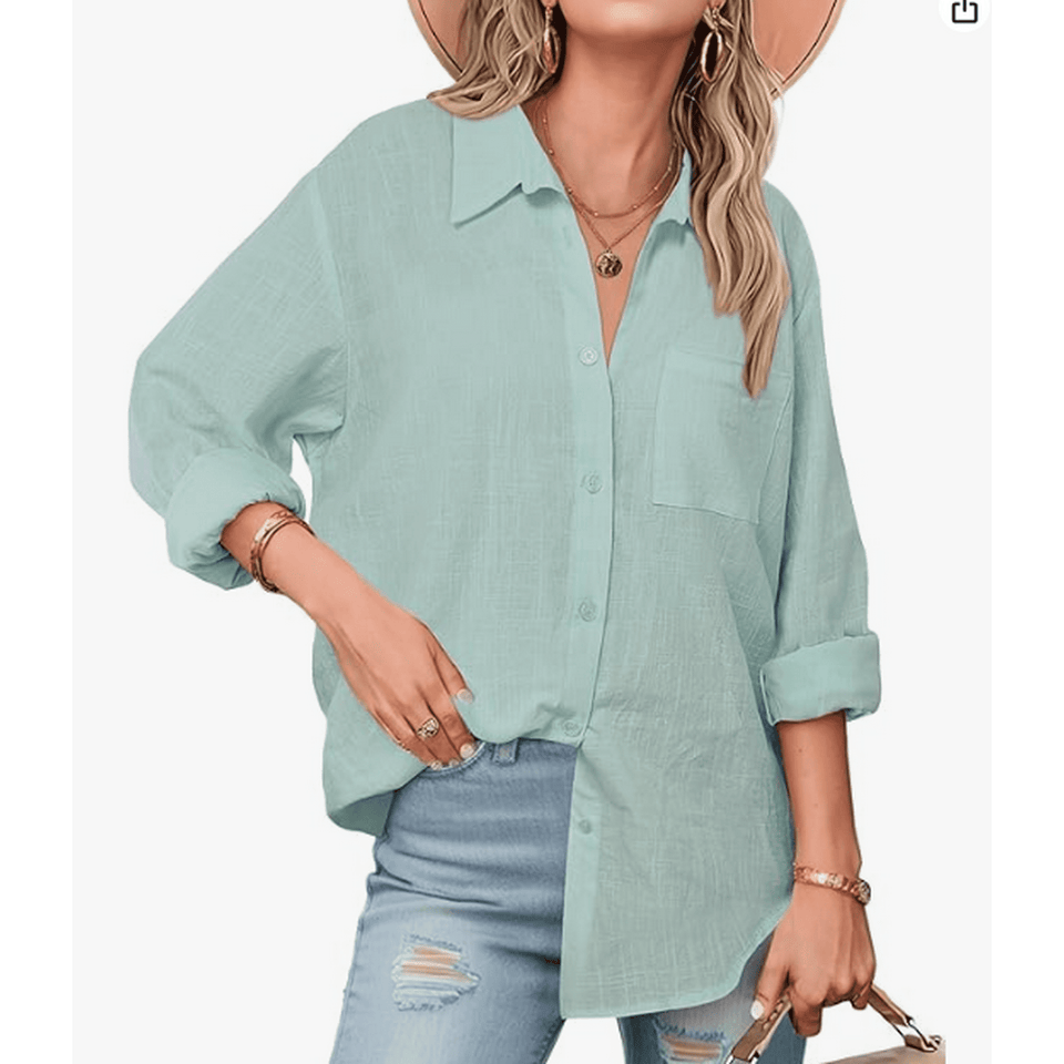 Fantaslook Womens Button Down Shirts Lapel Long Sleeve Blouses Business Work Shirt Dressy Casual Collared Tops