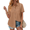 Fantaslook Womens Button Down Shirts Lapel Short Sleeve Shirt Collared Pocketed Casual Blouses Summer Tops