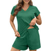 Fantaslook Womens Pajamas Sets V Neck Short Sleeve Lounge Top and Shorts Outfits Casual Loungewear with Pockets