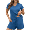 Fantaslook Womens Pajamas Sets V Neck Short Sleeve Lounge Top and Shorts Outfits Casual Loungewear with Pockets