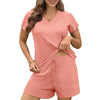 Fantaslook Womens Pajamas Sets V Neck Short Sleeve Lounge Top and Shorts Outfits Casual Loungewear with Pockets