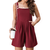 Fantaslook Womens Rompers Waffle Pleated Casual Jumpsuit Adjustable One Piece Jumper Loose Shorts Overalls with Pockets