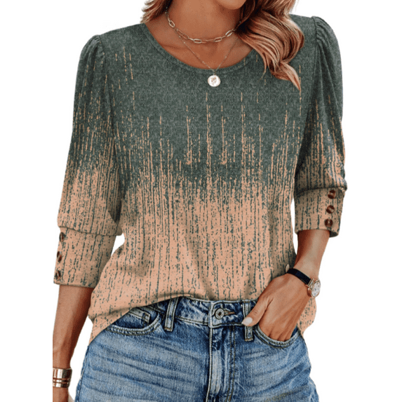 Fantaslook Womens Tops 3/4 Sleeve with Buttons Dressy Casual Blouses Summer Shirts Beach Vacation Trendy Clothes