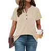 Fantaslook Womens Tops V Neck Short Sleeve Sweater Shirts Dressy Casual Tunic Blouses Summer Tops with Button