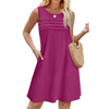 Fantaslook Pleated Tank Dresses for Women Fashion Summer Sleeveless Sundress Casual Beach Dress with Pockets