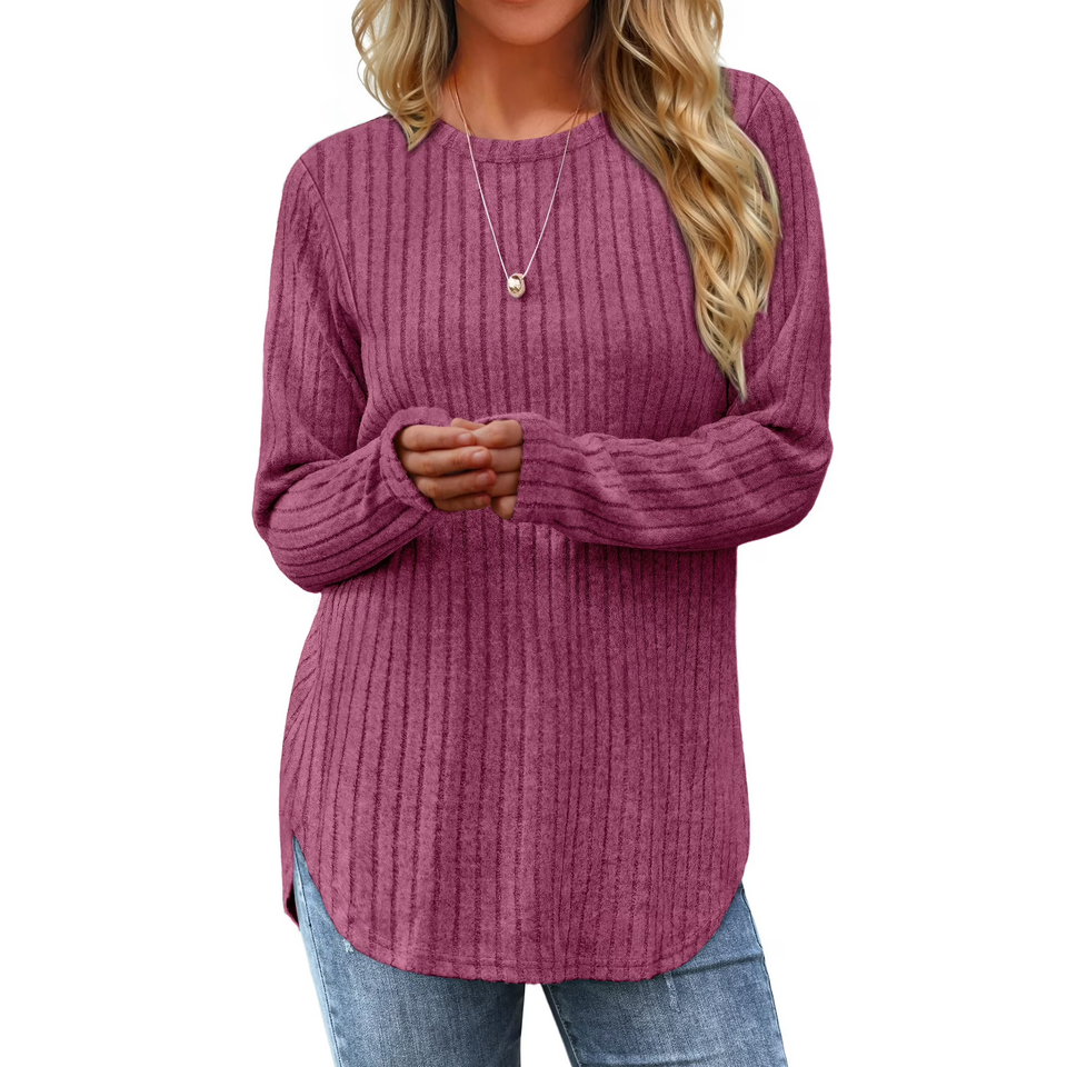 Fantaslook Long Sleeve Shirts for Women Casual Tunic Tops Dressy Crew Neck Pullover Fall Lightweight Sweaters for Women-2