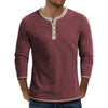 GENTS BLISS Crew Neck Henley Men Shirts Long Sleeve Shirts for Men Casual Color Block Tops