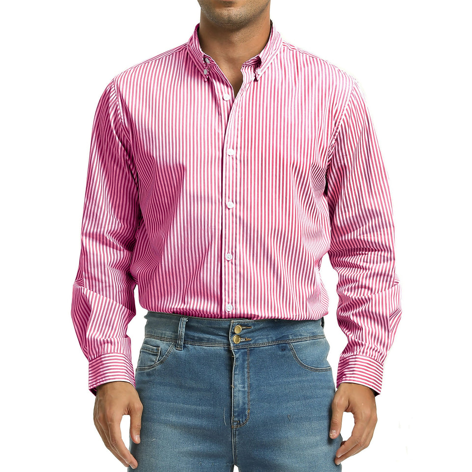 GENTS BLISS Men Dress Shirts Long Sleeve Stripe Shirts for Men Casual Business Button Down Men Shirts