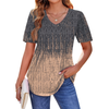 Fantaslook Blouses for Women Dressy Casual V Neck Pleated Tunic Tops Summer Short Sleeve Boho Shirts