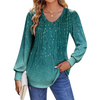Fantaslook Long Sleeve Shirts for Women Fall Tops Dressy Casual Blouses Pleated V Neck Tunic Tops