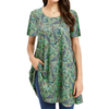 Fantaslook Plus Size Womens Tunic Tops Short Sleeve Casual Floral Shirts Swing Flare Dressy Blouses