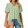 Fantaslook Womens Tops Dressy Blouses V Neck Short Sleeve Tunic Tops Casual Work Shirts