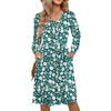 Fantaslook Long Sleeve Dresses for Women V Neck Casual Fall Dress Button Floral Midi Dresses with Pockets