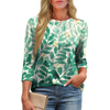 Fantaslook Womens Plus Size Tops 3/4 Sleeve Pleated Dressy Blouses Crew Neck Casual Tunic Tops Summer Shirts