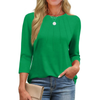 Fantaslook Womens Plus Size Tops 3/4 Sleeve Pleated Dressy Blouses Crew Neck Casual Tunic Tops Summer Shirts