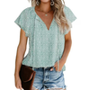 Fantaslook Blouses for Women Floral Boho Summer Tops V Neck Short Sleeve Shirts