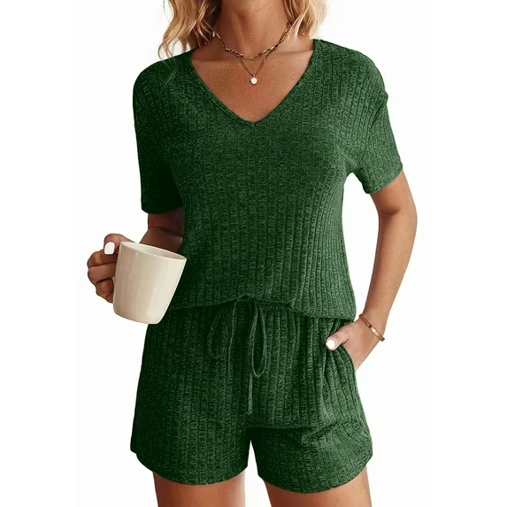 Fantaslook 2 Piece Sets Summer Pajamas Womens Tops and Shorts Sleepwear Outfits Lounge Sets Casual