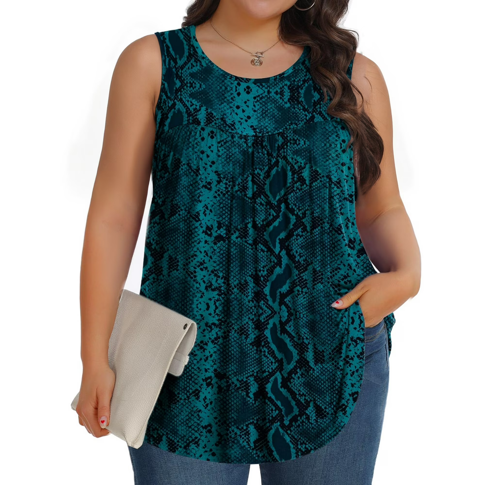 Fantaslook Plus Size Tank Tops for Women Tunic Sleeveless Shirts Dressy Casual Floral Blouses Loose Summer Tops