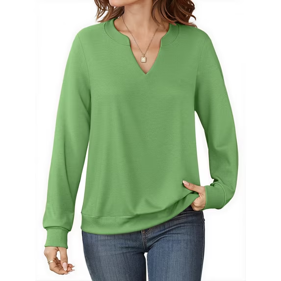 Fantaslook V Neck Sweatshirts for Women Pullover Long Sleeve Shirts Tunic Fall Tops Casual Lightweight Sweatshirts