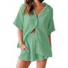Fantaslook 2 Piece Womens Outfit Sets Button Down Shirts and Shorts Casual Lounge Sets Short Sleeve Pajamas Sets Summer Loungewear