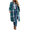 Fantaslook Flannel Shirts for Women Button Up Plaid Shirt Long Pocketed Shacket Jacket Coat