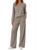 Fantaslook 2 Piece Womens Lounge Sets Casual Travel Outfits Fall Matching Sweatsuits Long Sleeve Sweatshirt and Wid Leg Pant Pajamas Set