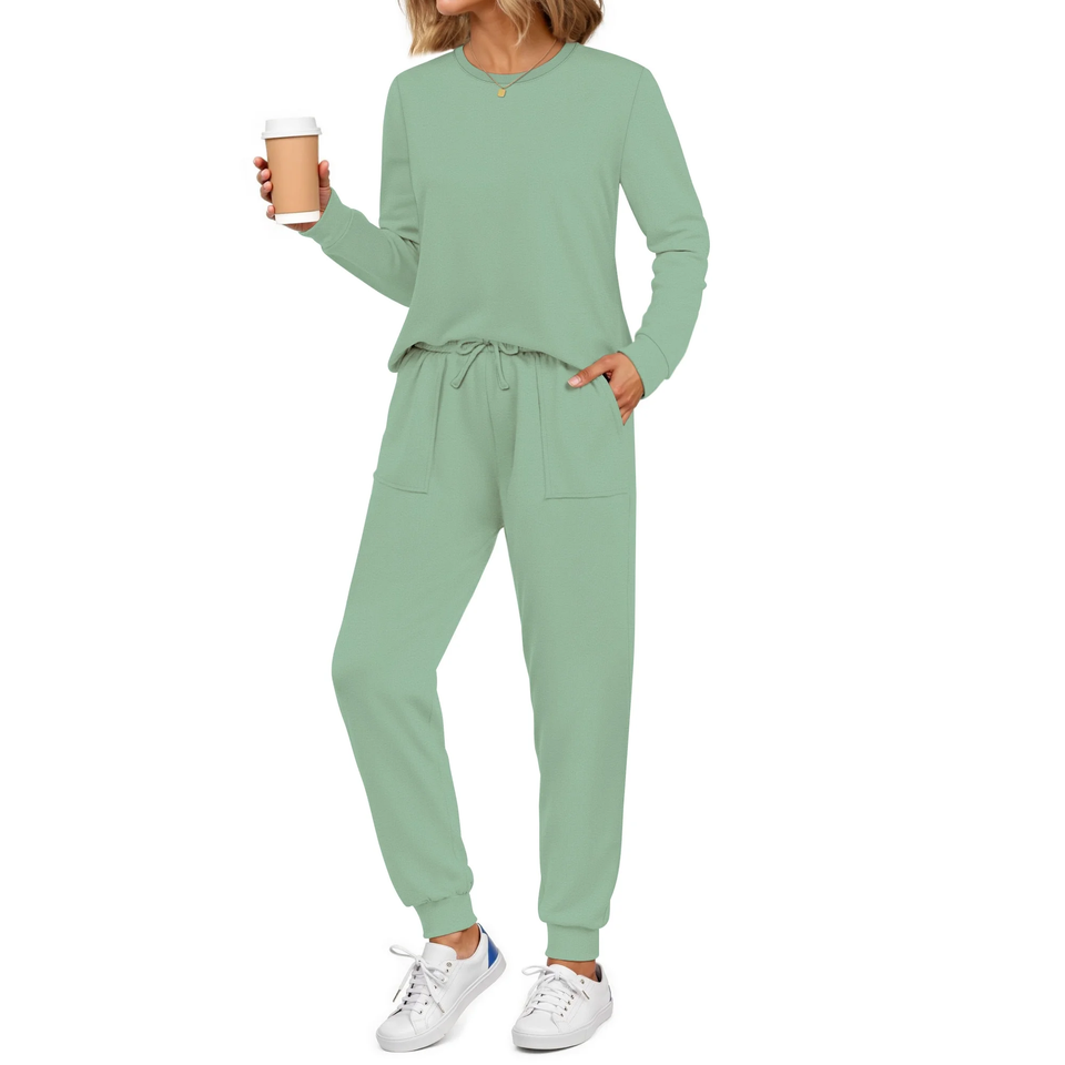 Fantaslook Womens Pajamas Sets Crew Neck Long Sleeve Tops and Pants Two Piece Lounge Sets Fall Outfits with Pockets