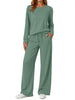 Fantaslook 2 Piece Womens Lounge Sets Casual Travel Outfits Fall Matching Sweatsuits Long Sleeve Sweatshirt and Wid Leg Pant Pajamas Set