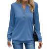 Fantaslook V Neck Sweatshirts for Women Casual Long Sleeve Shirts Button Pullover Tops Fashion Fall Outfits