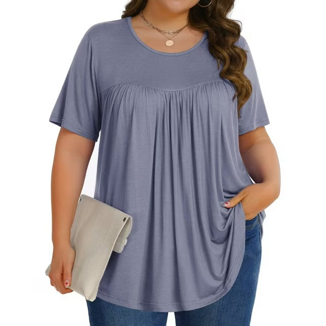 Fantaslook Womens Plus Size Tops Tunic Short Sleeve Shirts Floral Blouses Loose Summer Tops
