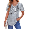 Fantaslook Blouses for Women Dressy Casual V Neck Pleated Tunic Tops Summer Short Sleeve Boho Shirts