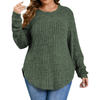 Fantaslook Womens Plus Size Tops Crewneck Long Sleeve Shirts Loose Tunic Tops Curved Hem Fall Pullover