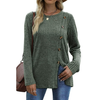 Fantaslook Blouses for Women Long Sleeve Crew Neck Tunic Tops Buttons Side Fall Shirts