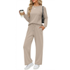 Fantaslook Two Piece Lounge Sets for Women Fall Outfits Long Sleeve Tops Wide Leg Pants Matching Sets Vacation Travel Outfits
