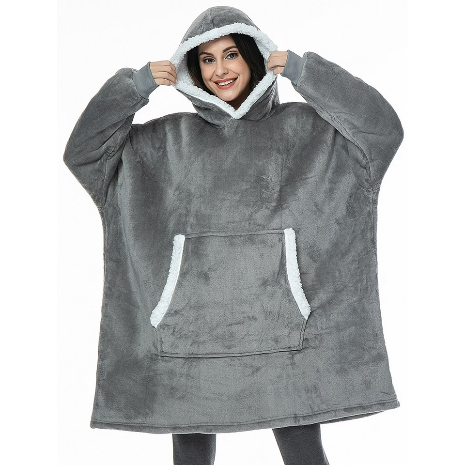 Fantaslook Wearable Blanket Hoodie for Women and Men, Oversized Sherpa Fleece Blanket Sweatshirt with Sleeves & Pocket