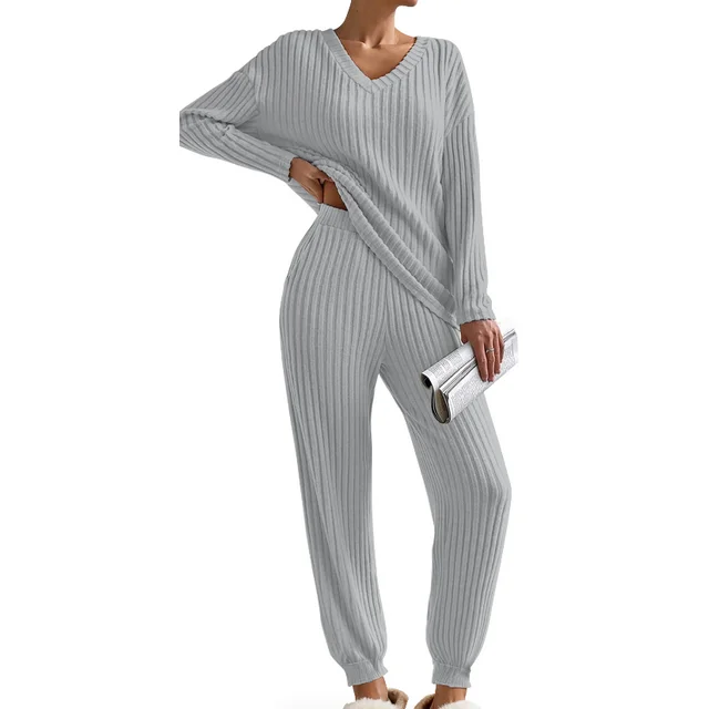 Fantaslook Womens Pajamas Sets Long Sleeve Shirts and Drawstring Pants With Pockets Two Piece Lounge Sets Fall Oufits