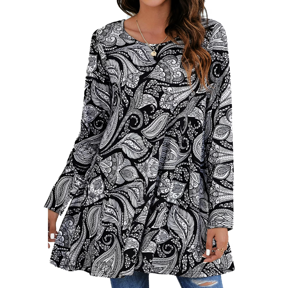 Fantaslook Womens Plus Size Tops Casual Long Sleeve Shirts Dressy Tunic Tops Fall Loose Blouses