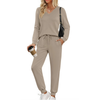 Fantaslook Two Piece Sets for Women Fall Outfits Fashion Lounge Sets V Neck Tops Long Pants Tracksuit Vacation Travel Outfits