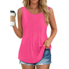 Fantaslook Womens Tank Tops Dressy Casual Sleeveless Blouses Crew Neck Pleated Tunic Shirts Summer Tops