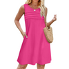 Fantaslook Pleated Tank Dresses for Women Fashion Summer Sleeveless Sundress Casual Beach Dress with Pockets