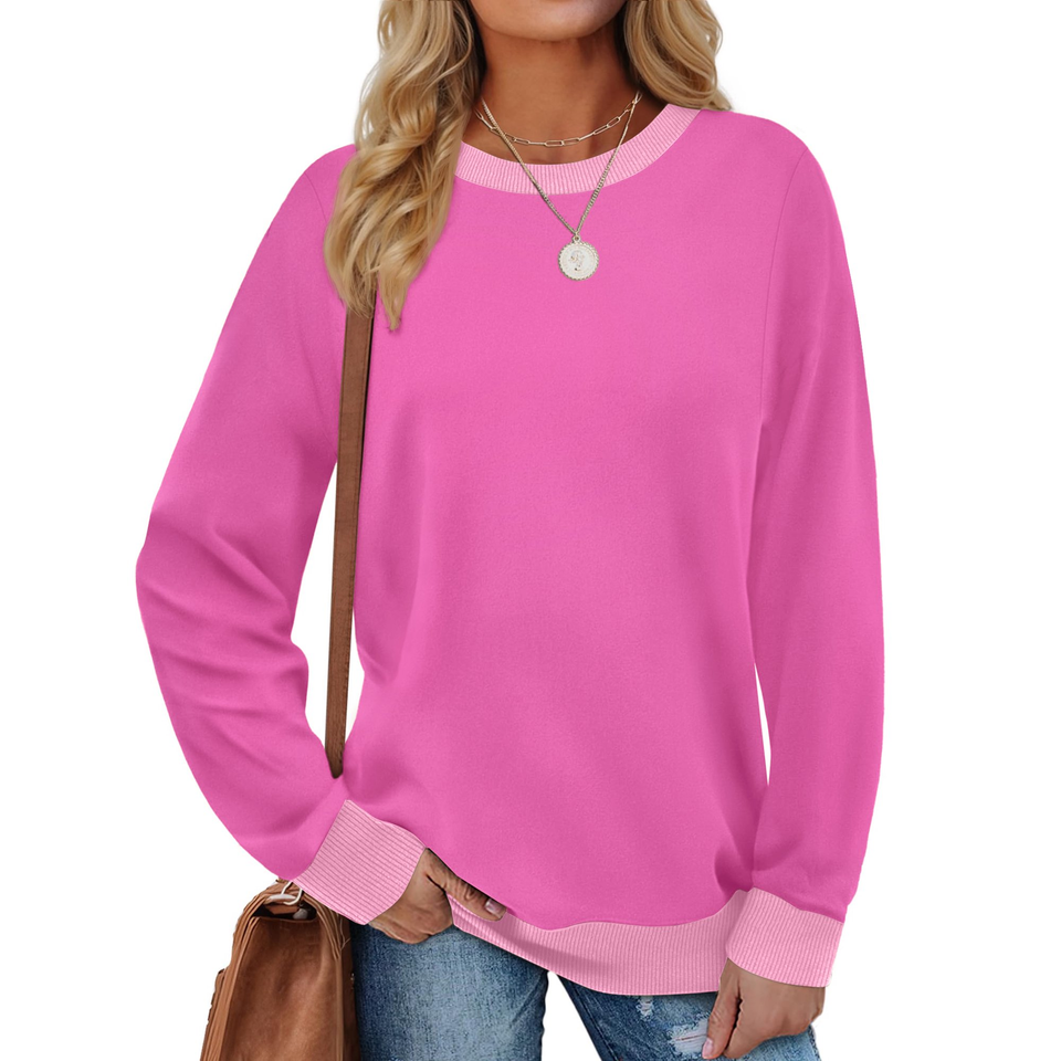 Fantaslook Color Block Sweatshirts for Women Crewneck Long Sleeve Shirts Fashion Tops Pullover Sweatshirts Fall Outfits