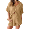 Fantaslook 2 Piece Womens Outfit Sets Button Down Shirts and Shorts Casual Lounge Sets Short Sleeve Pajamas Sets Summer Loungewear