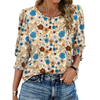 Fantaslook Blouses for Women Dressy Casual 3/4 Length Sleeve Womens Tops with Smocked Cuffs Fashion Shirts