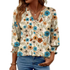 Fantaslook 3/4 Sleeve Womens Tops Dressy Casual Blouses V Neck Work Shirts Trendy Tops with Smocked Cuffs